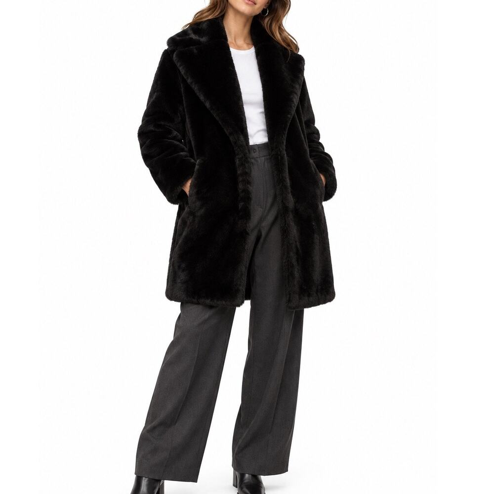 Apparis Black Vegan Faux Fur Coat